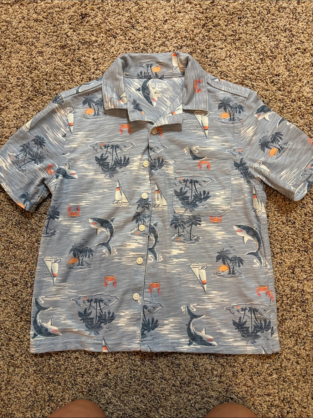 Garanimals Blue Tropical Motif Short-Sleeve Button-Up Shirt